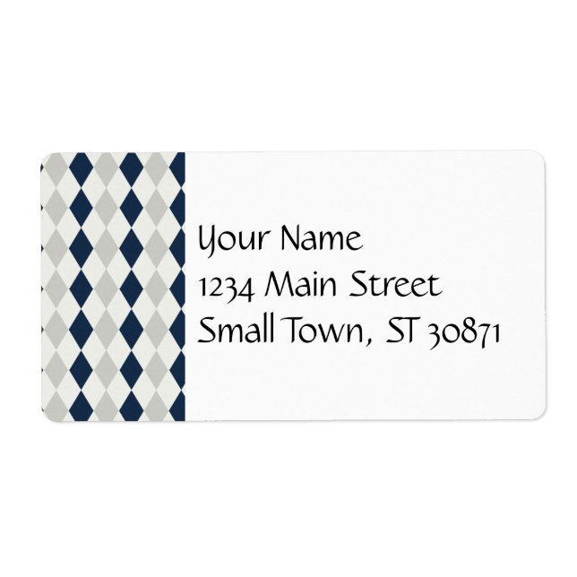 Coola Navy Blue och Grått Argyle Diamond Mönster Fraktsedel (Framsidan)