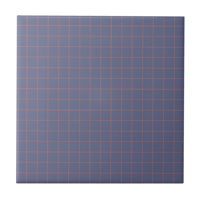 Coola Navy Blue & Terracotta Checkered Mönster Kakelplatta (Framsidan)