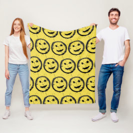Coola Nedfläckad Lycklig Smildrande av gulten ansi Fleecefilt