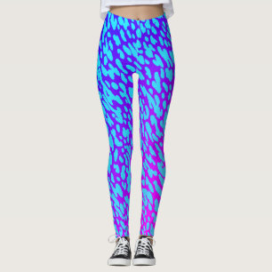 Coola Neon Blue and Lila Animal Print Wildlife Leggings