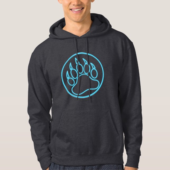 Coola Neon Blue Bear Tass Hoodie (Framsida)