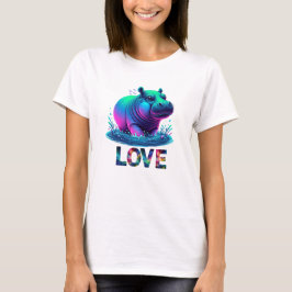 Coola Neon Hippo Kärlek T Shirt