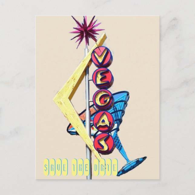 Coola Neon Las Vegas Bröllop Sign Meddelande Vykort (Framsida)