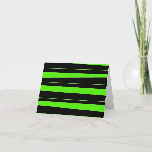 Coola Neon Lime Green and Black Stripe Mönster Kort (Framsida)