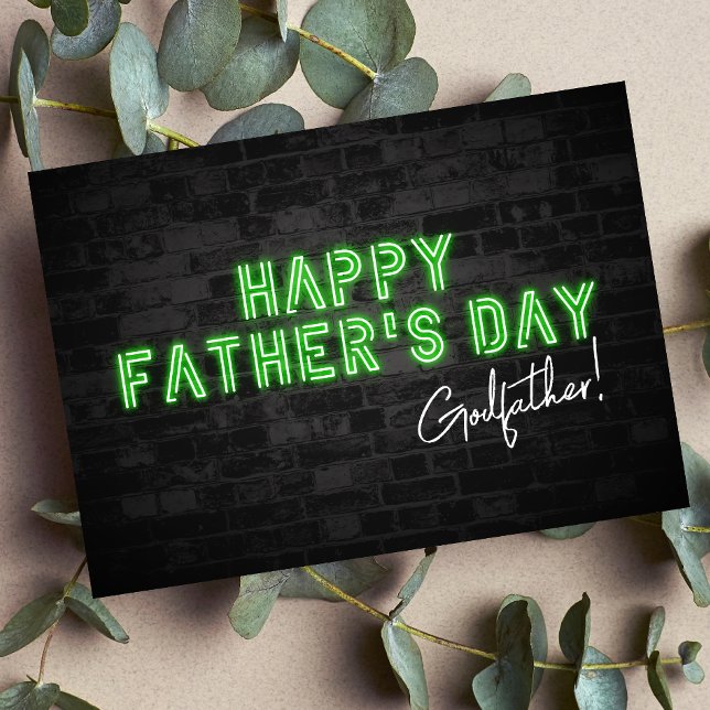 Coola Neon Lycklig Fars dag-kort för Godfather Kort (Skapare uppladdad)