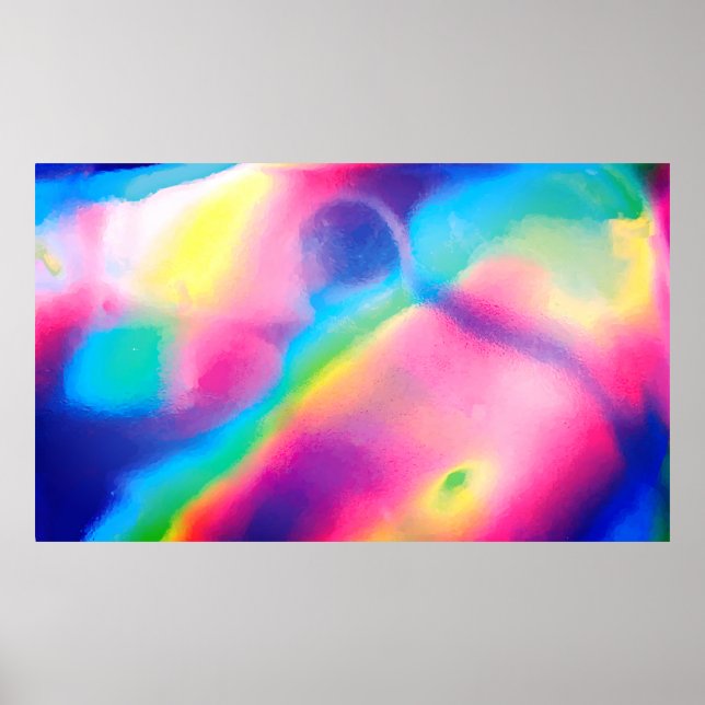 Coola Neon Unicorn Holografisk bakgrund Poster (Framsidan)