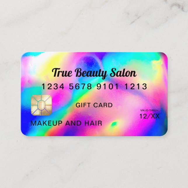 Coola Neon Unicorn HoloGraph Kredit Card Visitkort (Framsida)