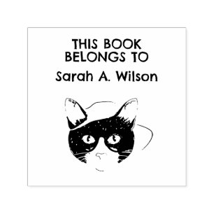 Coola Nerdy Art Cat Bok Tillhör Personlig Bok Självfärgande Stämpel