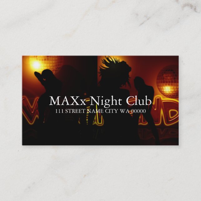 Coola Night Klubb Dancing Pub Nightlife Business Visitkort (Framsida)