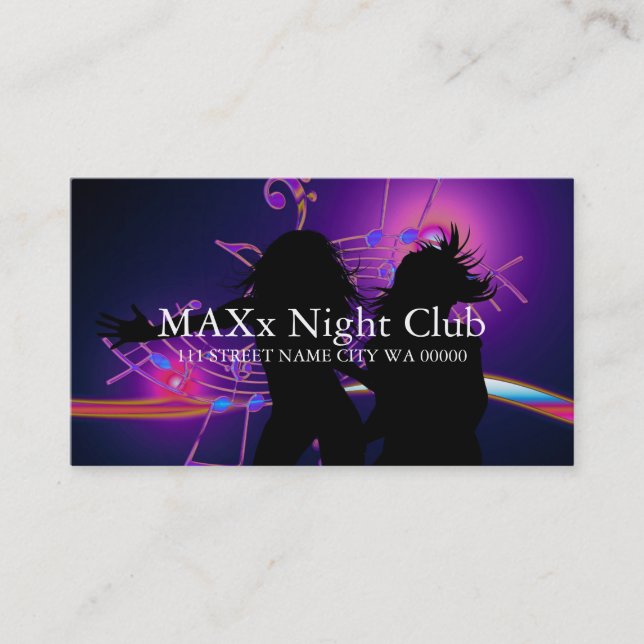 Coola Night Klubb Dancing Pub Nightlife Business Visitkort (Framsida)