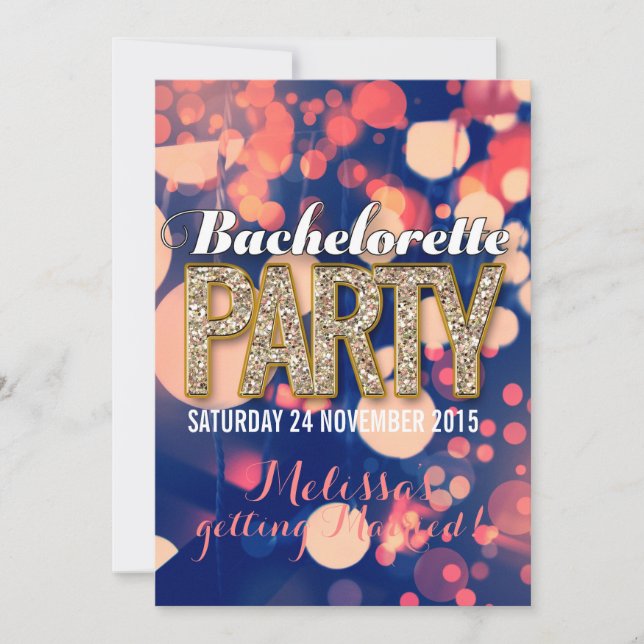 Coola Night Ljus Bachelorette-partiets inbjudninga Inbjudningar (Framsida)