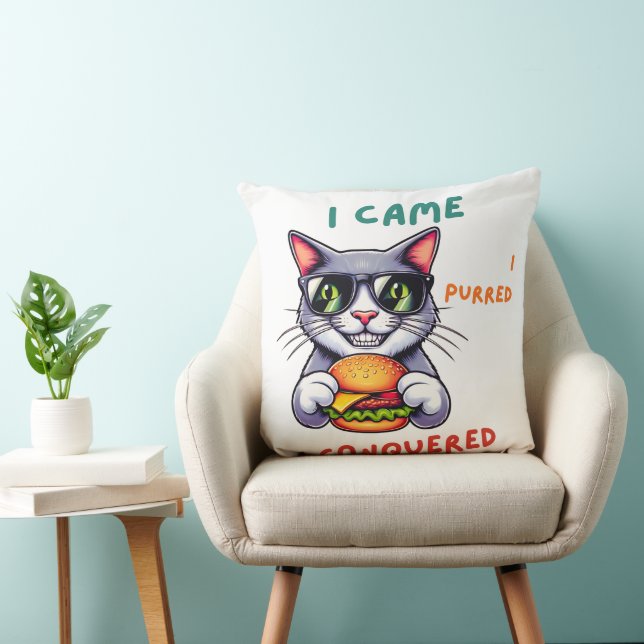 Coola nördkatt med hamburger tomcat cheeseburger kudde (Stol)