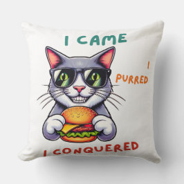 Coola nördkatt med hamburger tomcat cheeseburger kudde