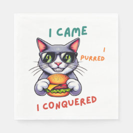 Coola nördkatt med hamburger tomcat cheeseburger pappersservett