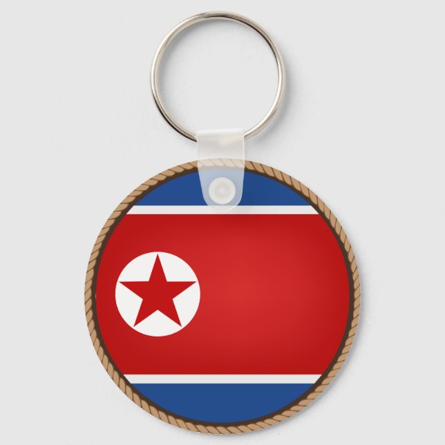 Coola Nordkoreas Flagga Seal Nyckelring (Framsida)