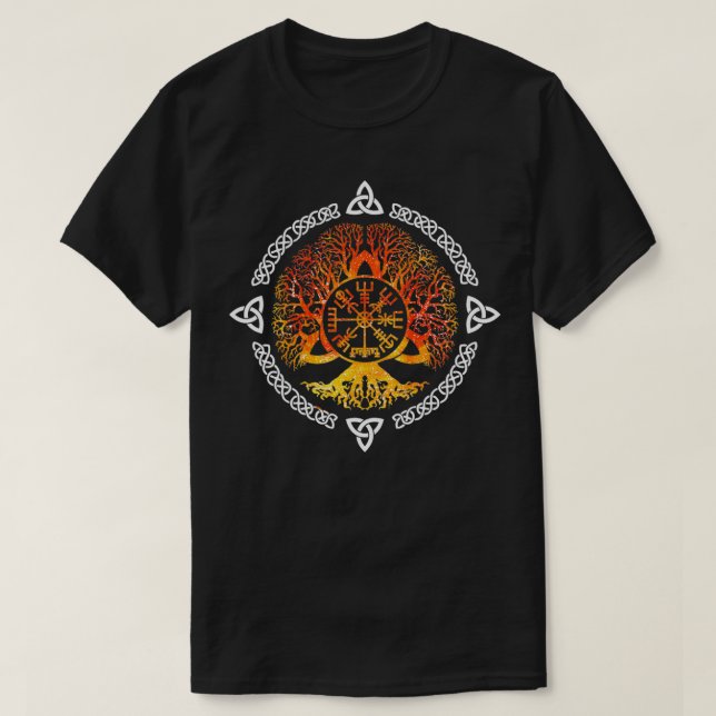 Coola Norse Viking Yggdrasil Awe Livets träd Retro T Shirt (Design framsida)