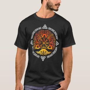 Coola Norse Viking Yggdrasil Awe Livets träd Retro T Shirt