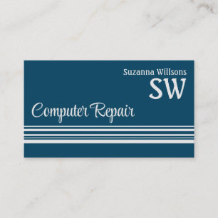 Coola Ocean Blue Light Grått med Monogram och Phot Visitkort