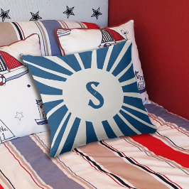 Coola Ocean Blue White Sol Mandala Monogram Kudde