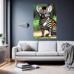 Coola och berömvärd Hybrid Hyena Zebra   AI Art Poster