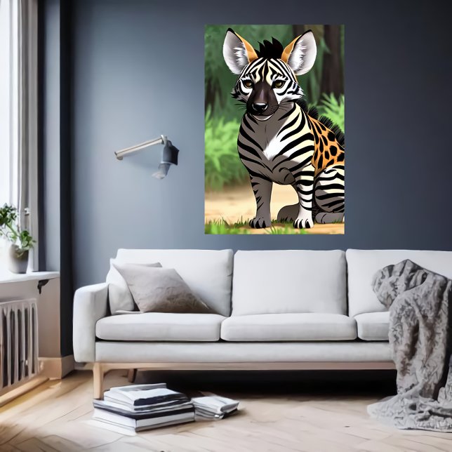 Coola och berömvärd Hybrid Hyena Zebra | AI Art Poster (Skapare uppladdad)