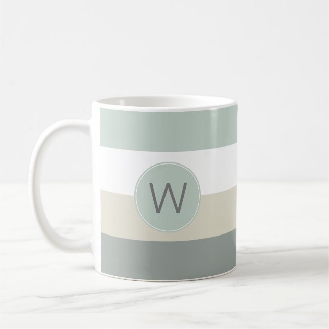 Coola och Calming Rand Mönster med Monogram Kaffemugg (Vänster)