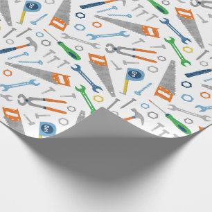Coola och Cute Verktyg mönster på vitt Presentpapper
