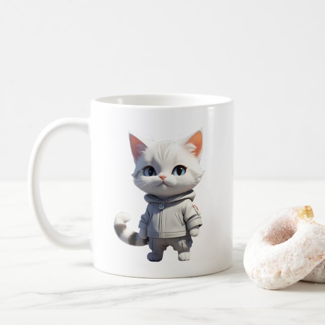 Coola och dålig kattillustration kaffemugg (Med munk)