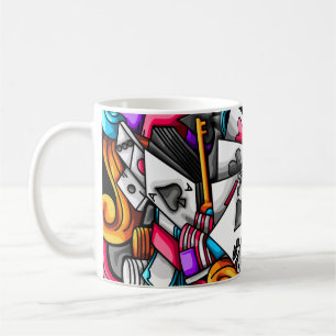 Coola och färgfull Las Vegas Casino Gambling Doodl Kaffemugg