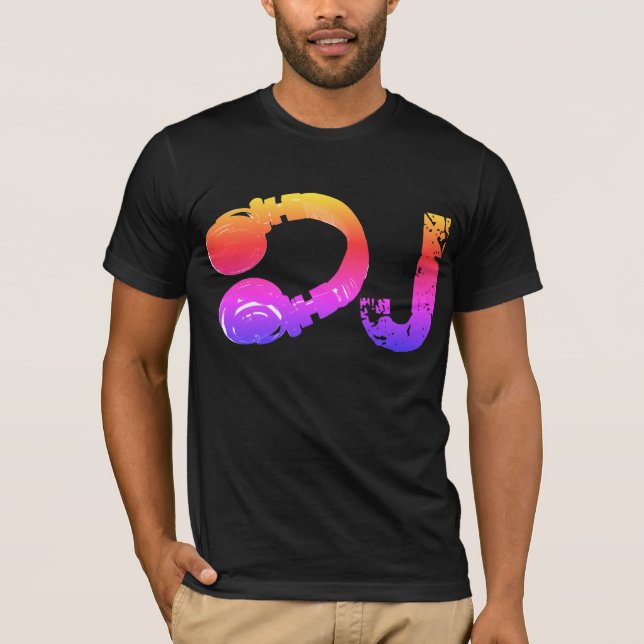 coola och färgfull T_frimärke för DJ T Shirt (Framsida)