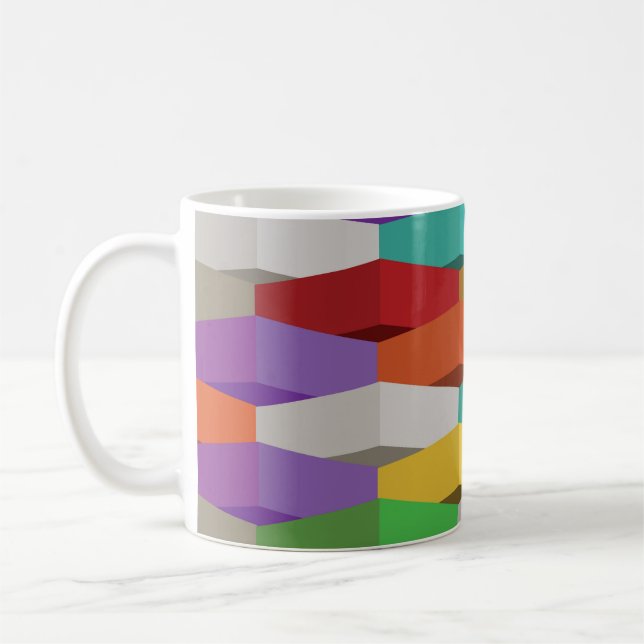 Coola och färgfulla geometriska former kaffemugg (Vänster)