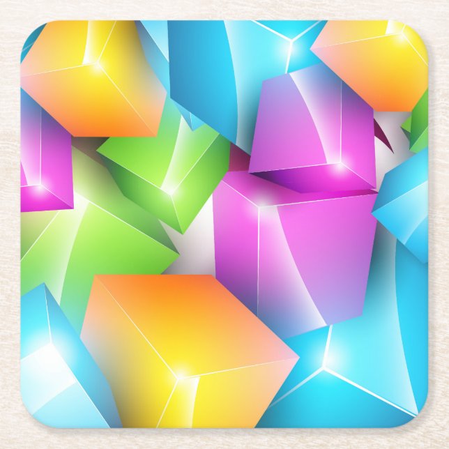 Coola och färggrupp av 3D-kuber Underlägg Papper Kvadrat (Framsidan)