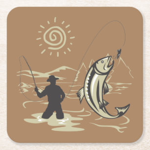 Coola och färglös fångst av fisk under sommaren underlägg papper kvadrat