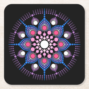 Coola och färgstark Mandala Mönster Underlägg Papper Kvadrat