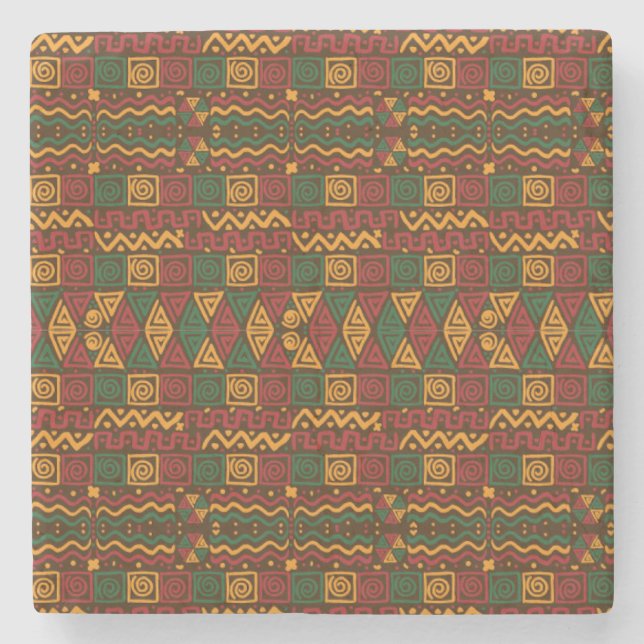 Coola och färgstarka afrikanska Stil Art Teckning Stenunderlägg (Framsidan)