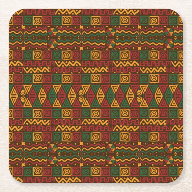 Coola och färgstarka afrikanska Stil Art Teckning Underlägg Papper Kvadrat (Framsidan)