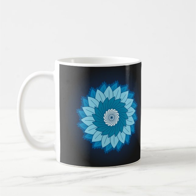 Coola och färgstarka mandala Mönster Blue Flames Kaffemugg (Vänster)