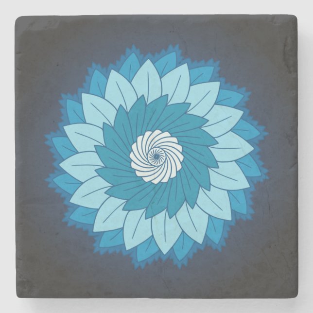 Coola och färgstarka mandala Mönster Blue Flames Stenunderlägg (Framsidan)