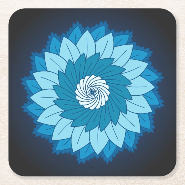 Coola och färgstarka mandala Mönster Blue Flames Underlägg Papper Kvadrat (Framsidan)