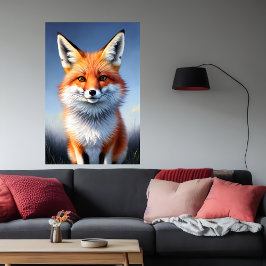 coola och fläckig räv porträtt | AI Art Poster