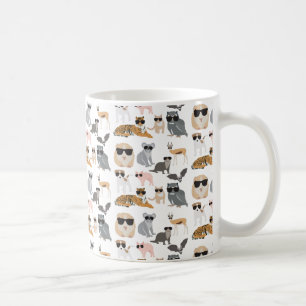 Coola och funktionella djur som bär solglasögon kaffemugg