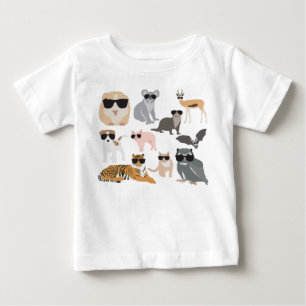 Coola och funktionella djur som bär solglasögon t shirt