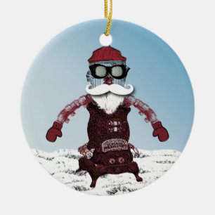 Coola och höft Santa för Steampunk robot en Julgransprydnad Keramik