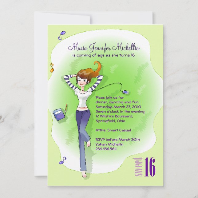 Coola och kylväv 16 Födelsedagsfest inbjudan (Framsida)