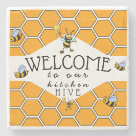 Coola och ljud välkommen till vår köksbikupa stenunderlägg