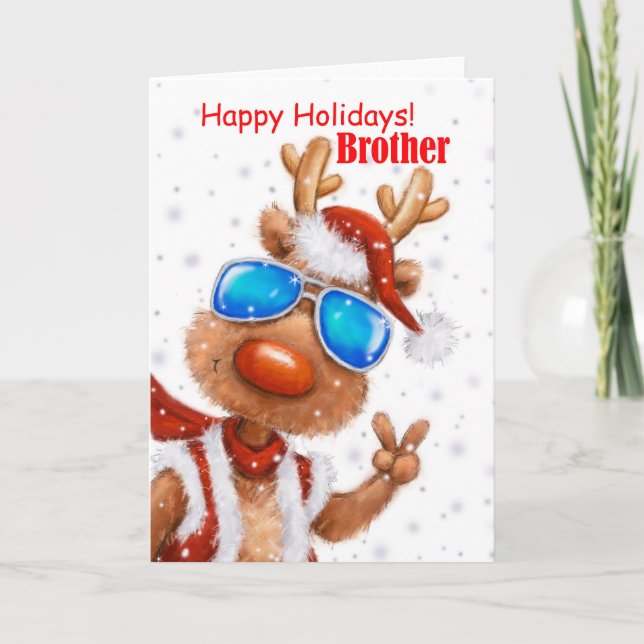 Coola och lustiga renar hälsning, God jul Kort (Framsida)