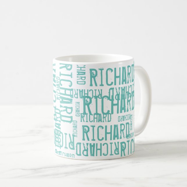 coola och modern blå typografi kaffemugg (Framsida höger)