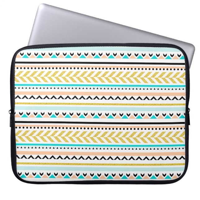 Coola och modern geometrisk aztec-inspirerad desig laptop sleeve (Framsidan)