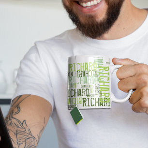 coola och modern kalk namn, typografi mugg