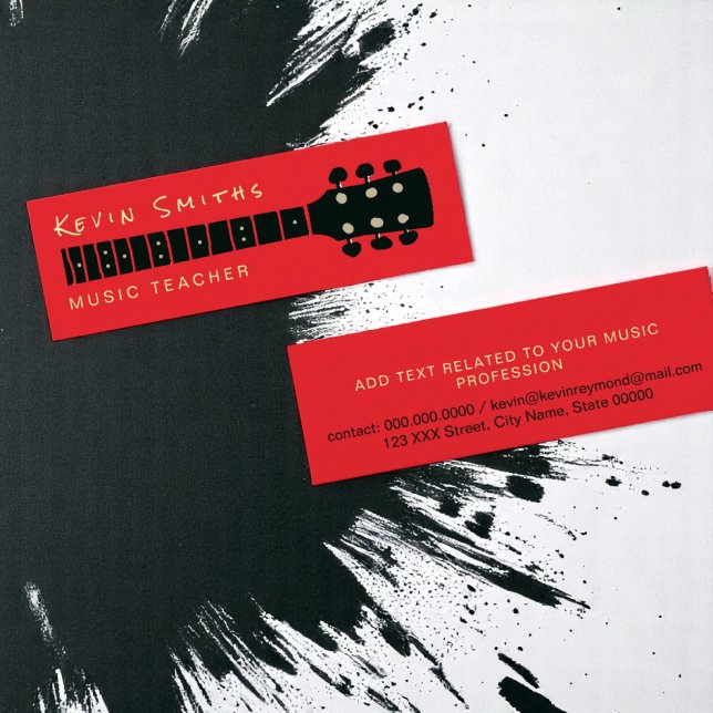 Coola och Modern Music Teacher Red Färg Mini Visitkort (Skapare uppladdad)